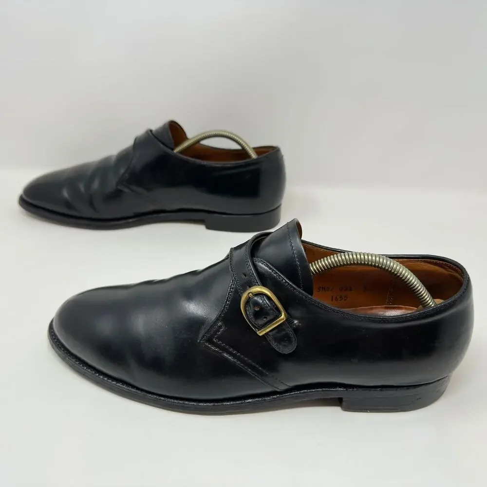 Alden 1655 Plain Toe Monk Strap Dress Shoes Mens 11 B/D Black Shell Cordovan